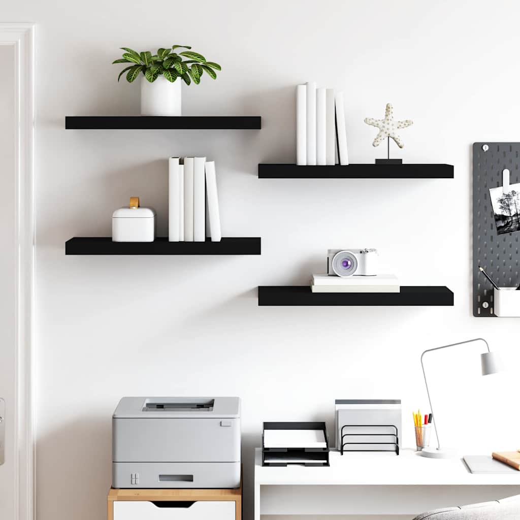 Floating Wall Shelves 4 pcs Black 60x23.5x3.8 cm MDF