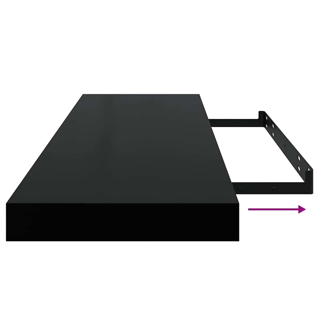 Floating Wall Shelf Black 80x23.5x3.8 cm MDF