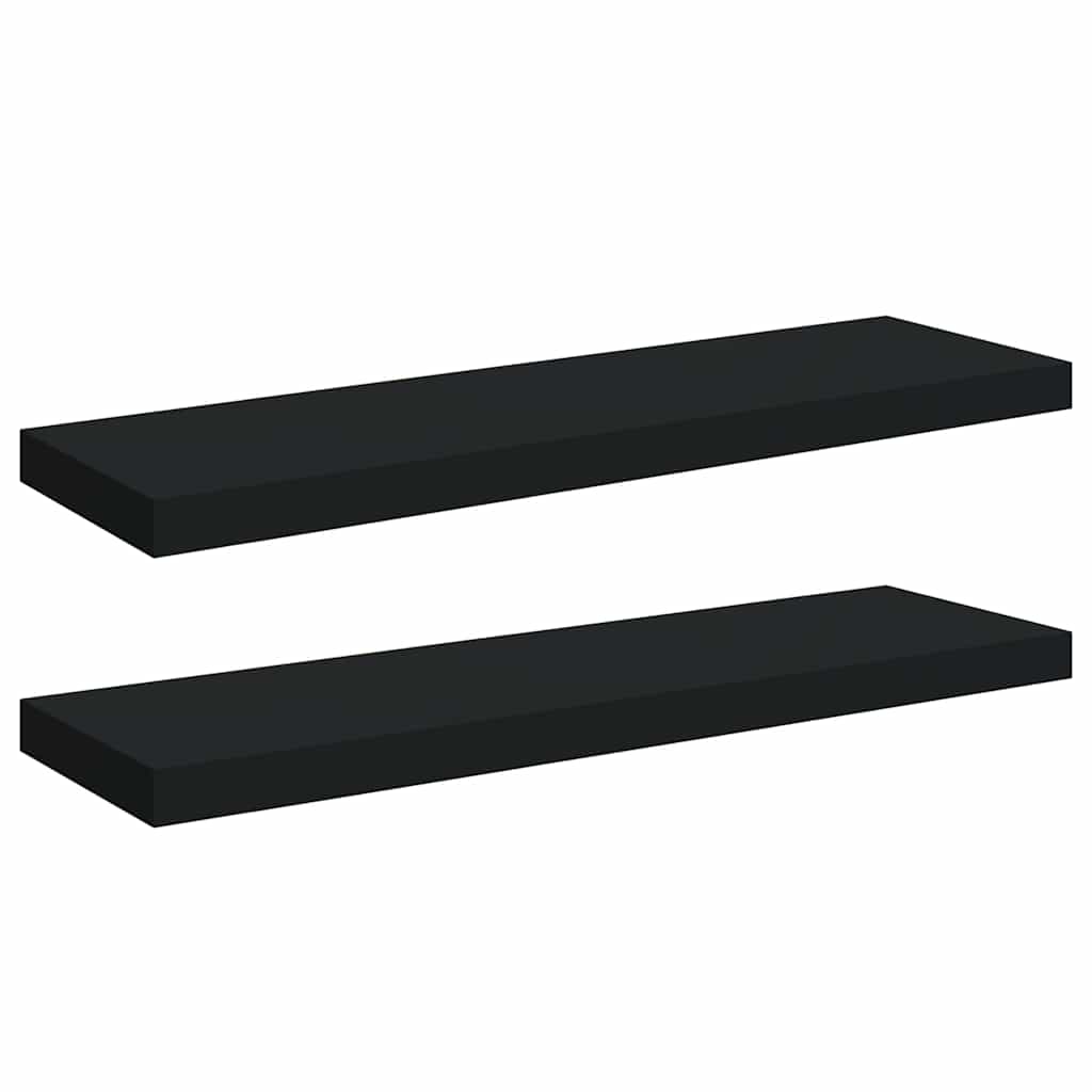 Floating Wall Shelves 2 pcs Black 80x23.5x3.8 cm MDF