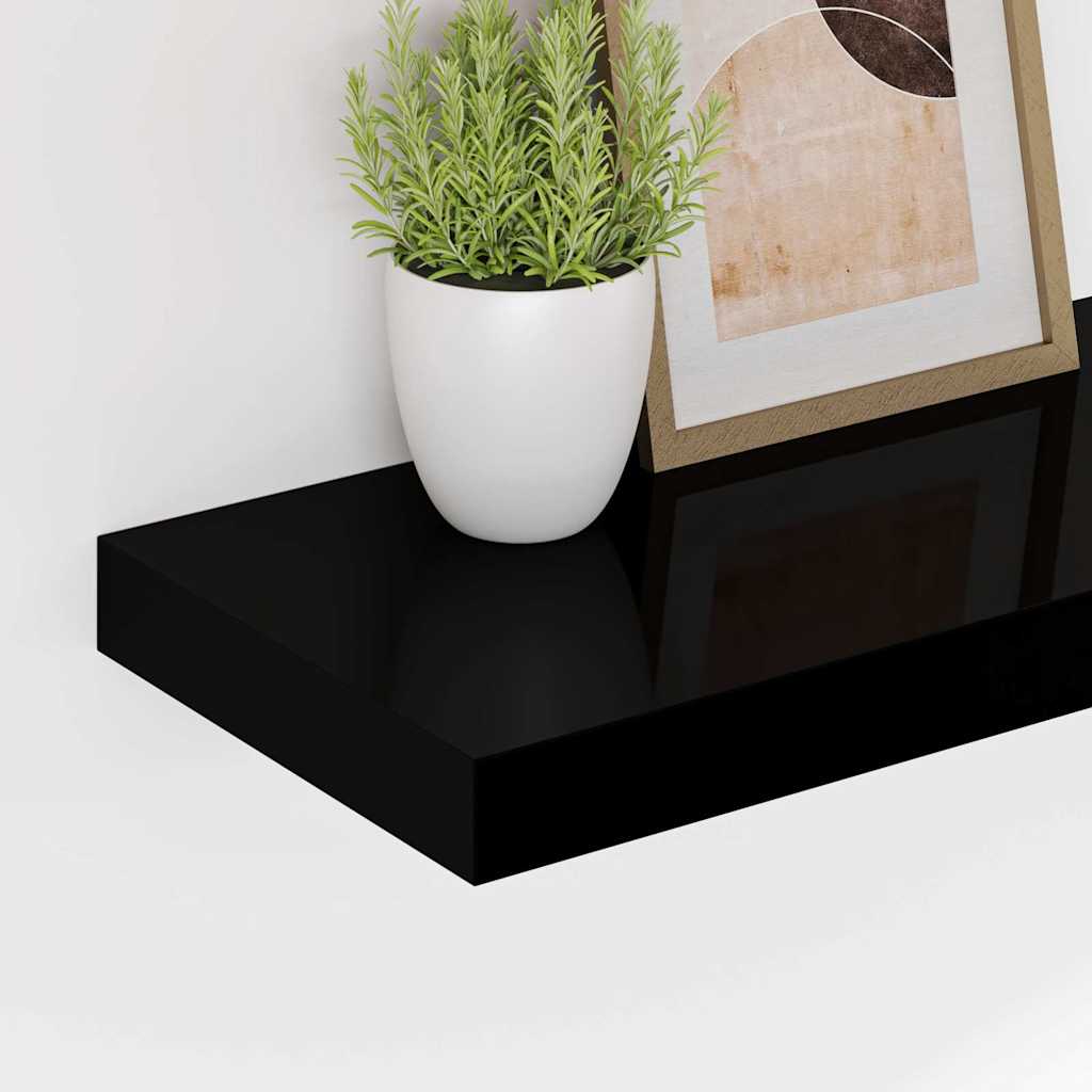 Floating Wall Shelf Black 90x23.5x3.8 cm MDF