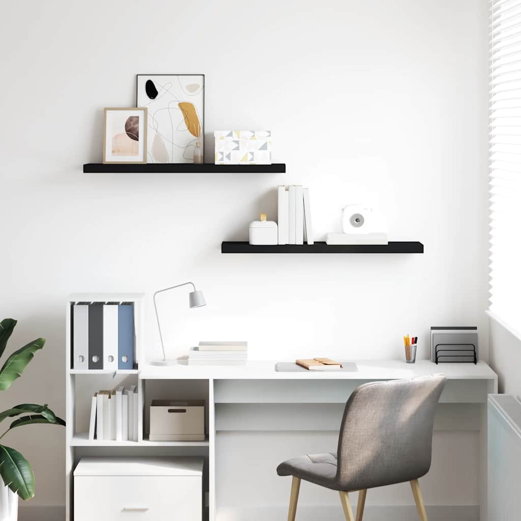 Floating Wall Shelves 2 pcs Black 90x23.5x3.8 cm MDF