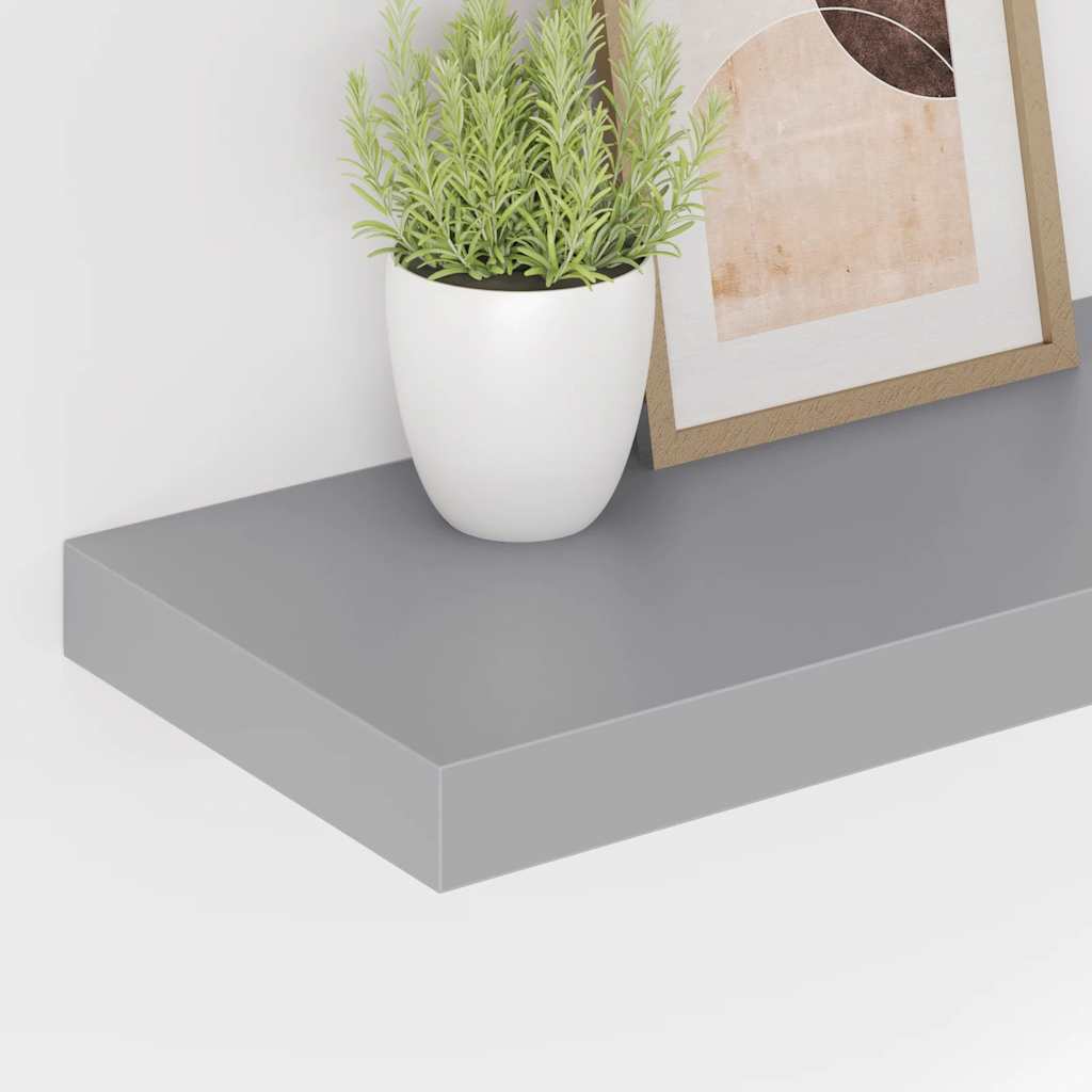 Floating Wall Shelves 2 pcs Grey 60x23.5x3.8 cm MDF