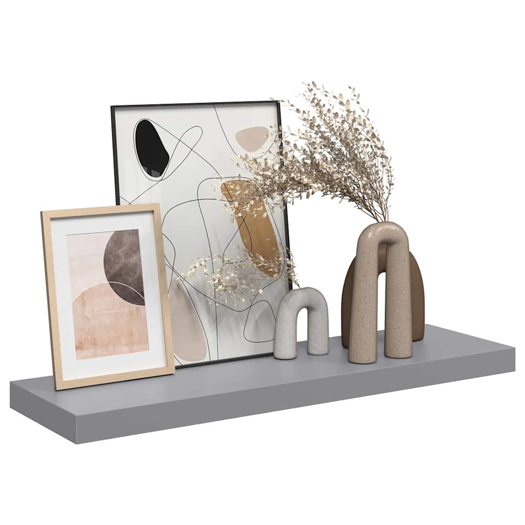 Floating Wall Shelf Grey 80x23.5x3.8 cm MDF