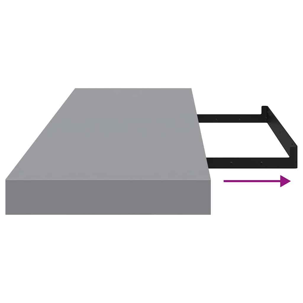 Floating Wall Shelves 2 pcs Grey 80x23.5x3.8 cm MDF