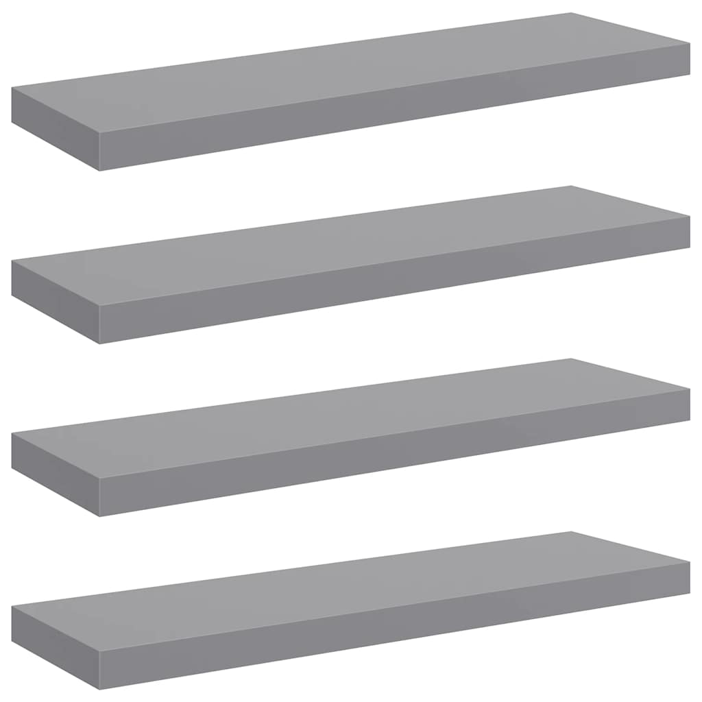 Floating Wall Shelves 4 pcs Grey 80x23.5x3.8 cm MDF