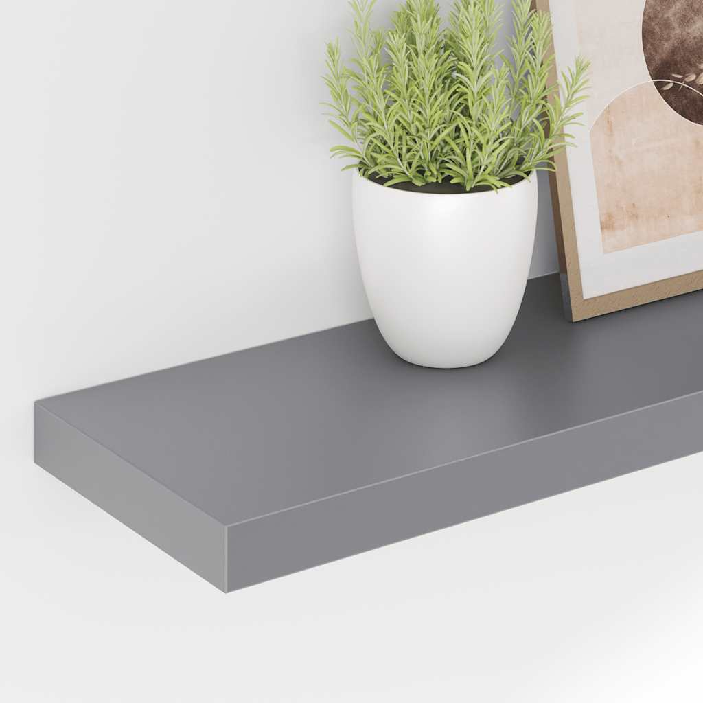 Floating Wall Shelves 2 pcs Grey 120x23.5x3.8 cm MDF