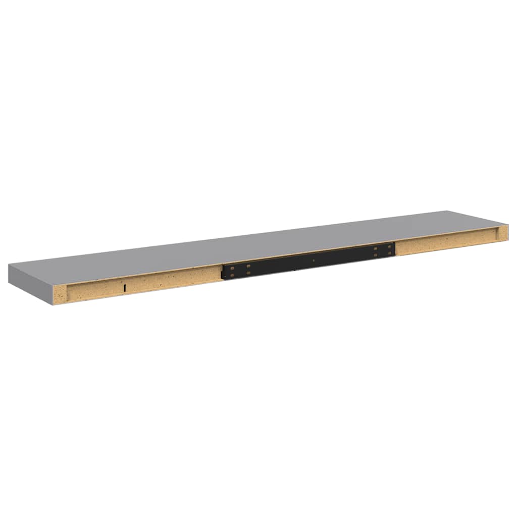 Floating Wall Shelves 2 pcs Grey 120x23.5x3.8 cm MDF