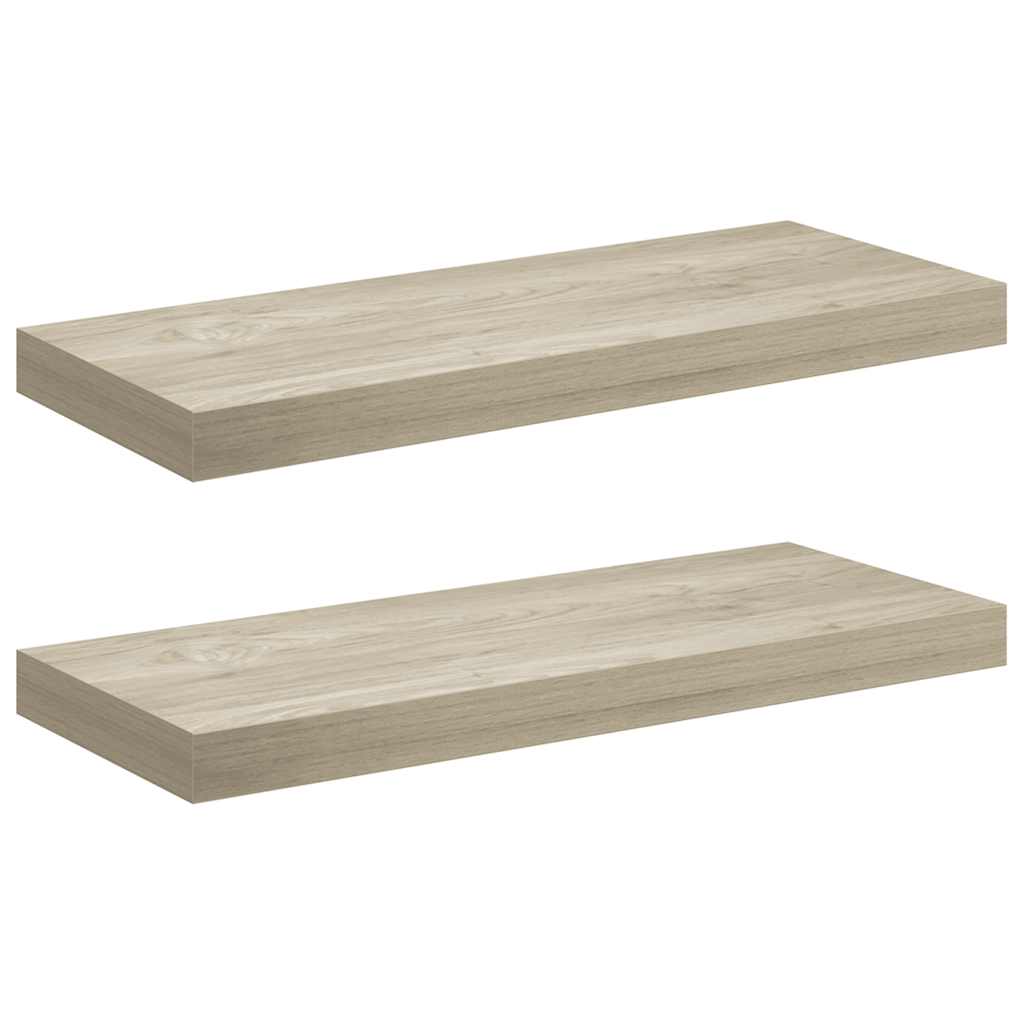 Floating Wall Shelves 2 pcs Oak 60x23.5x3.8 cm MDF