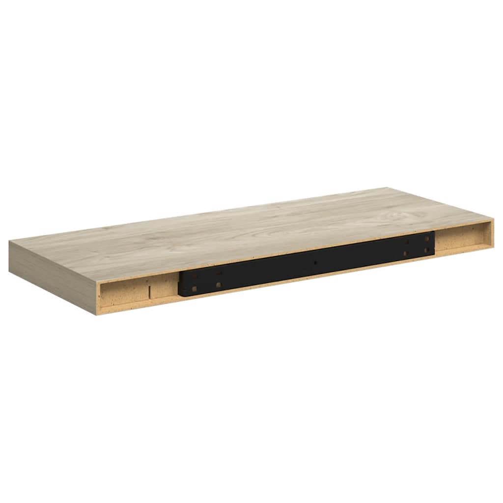 Floating Wall Shelves 2 pcs Oak 60x23.5x3.8 cm MDF