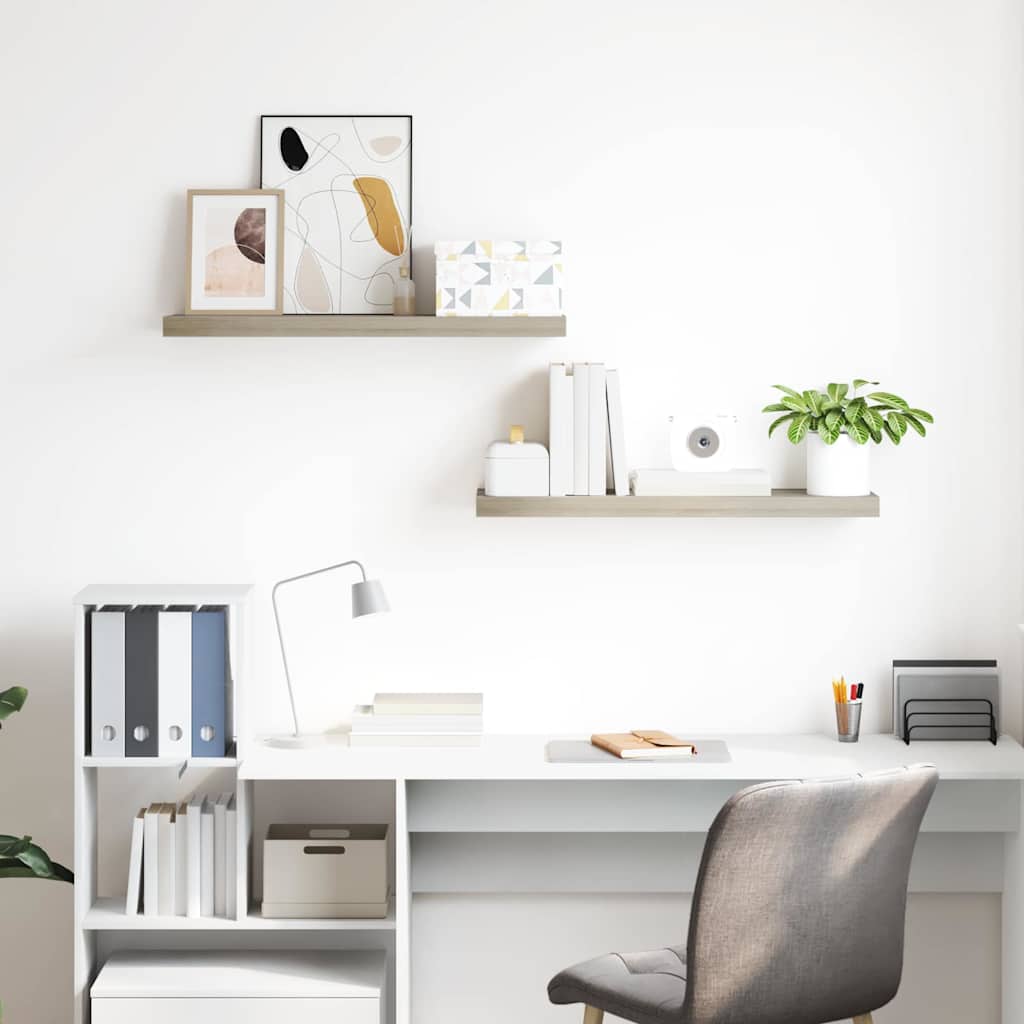 Floating Wall Shelves 2 pcs Oak 80x23.5x3.8 cm MDF
