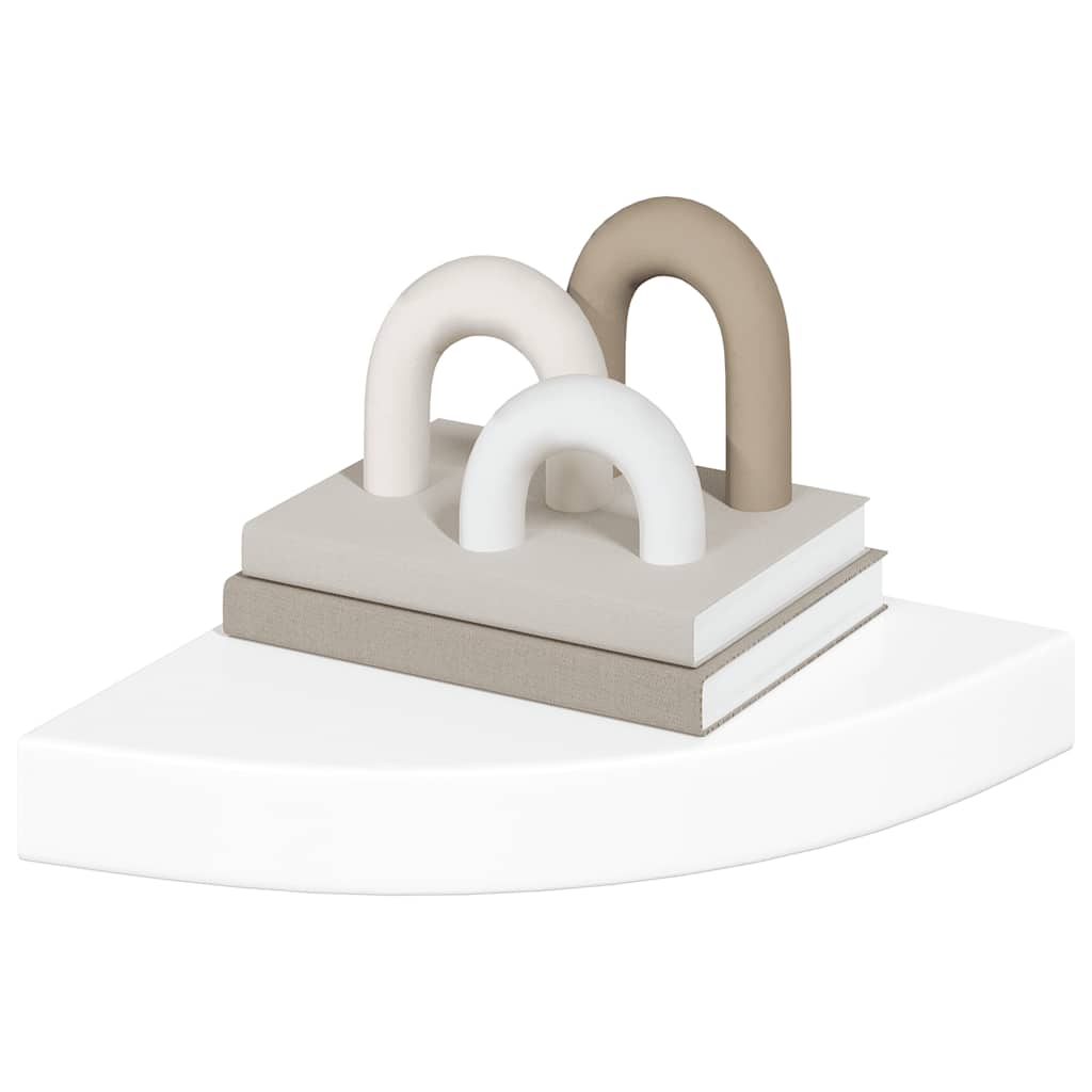 Floating Corner Shelf High Gloss White 25x25x3.8 cm MDF