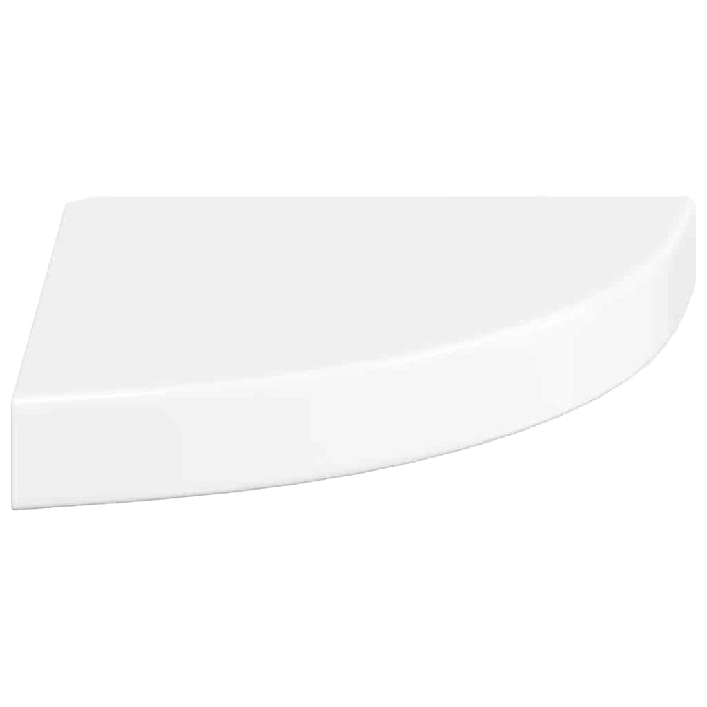 Floating Corner Shelf High Gloss White 25x25x3.8 cm MDF