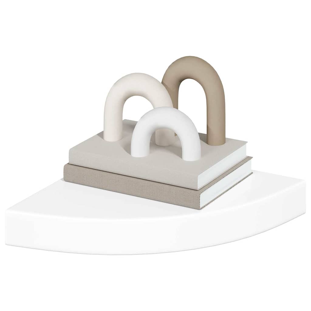 Floating Corner Shelves 2 pcs High Gloss White 25x25x3.8 cm MDF