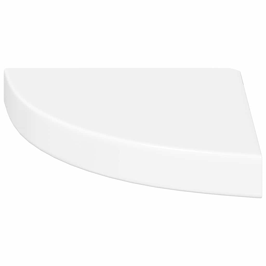 Floating Corner Shelves 2 pcs High Gloss White 25x25x3.8 cm MDF
