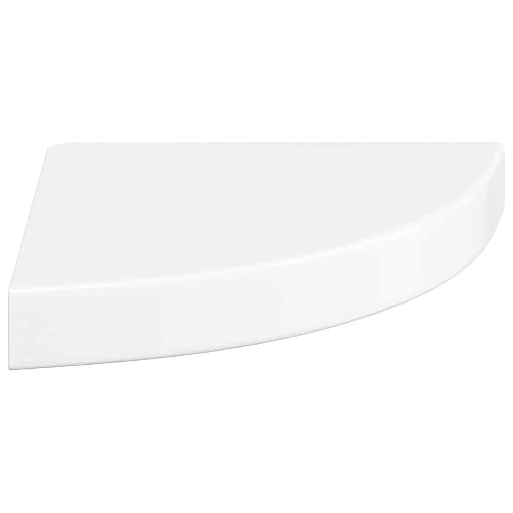 Floating Corner Shelves 2 pcs High Gloss White 25x25x3.8 cm MDF