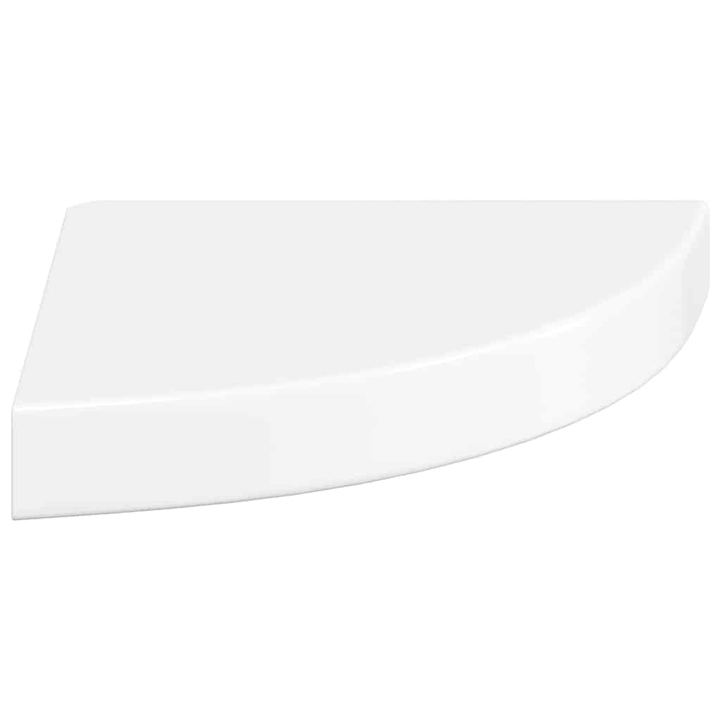 Floating Corner Shelves 2 pcs High Gloss White 25x25x3.8 cm MDF