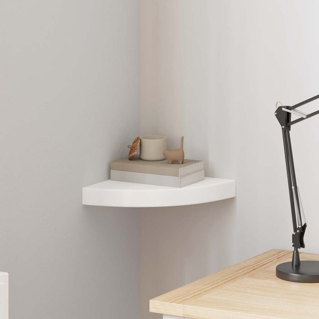 Floating Corner Shelf White 25x25x3.8 cm MDF