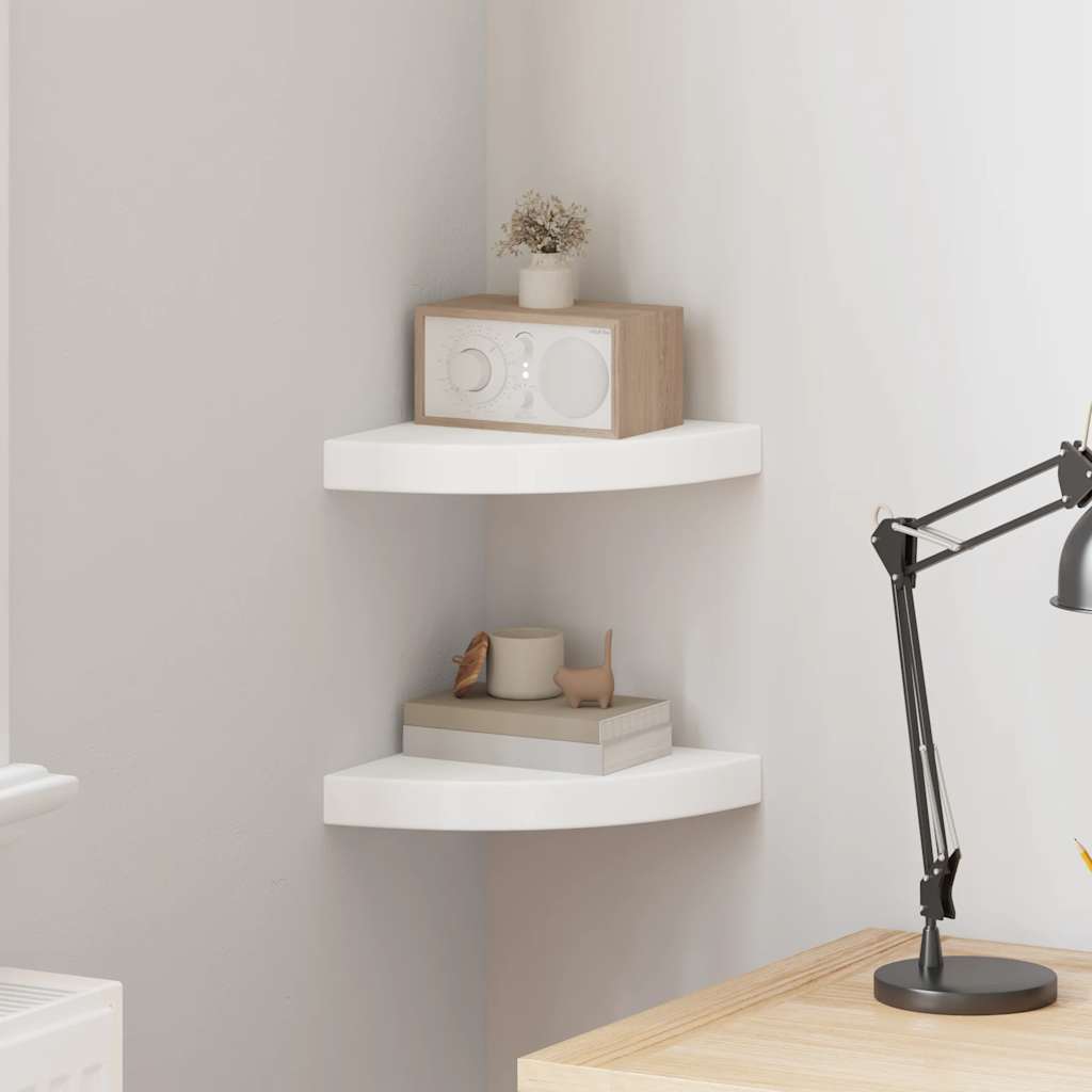 Floating Corner Shelves 2 pcs White 25x25x3.8 cm MDF