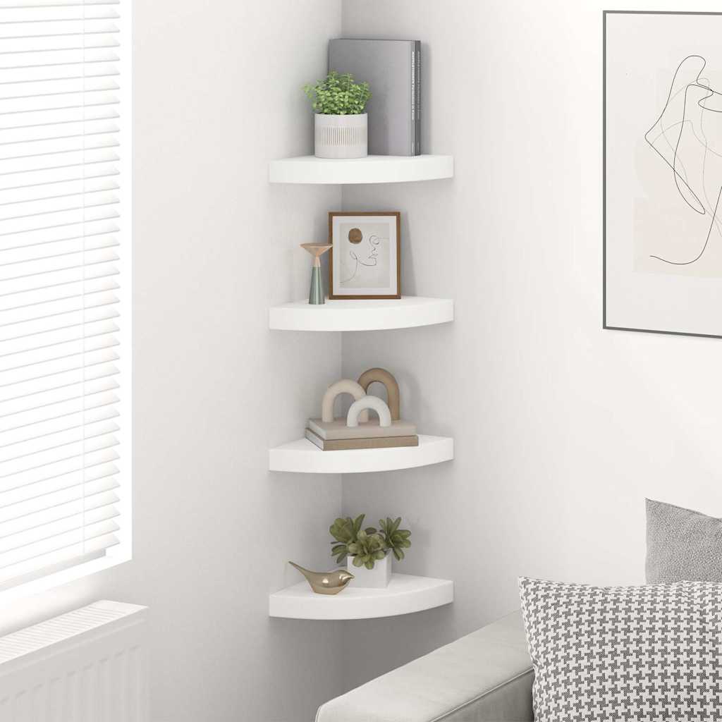 Floating Corner Shelves 4 pcs White 25x25x3.8 cm MDF