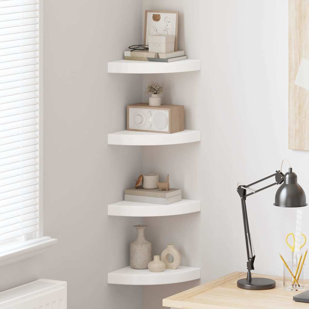 Floating Corner Shelves 4 pcs White 25x25x3.8 cm MDF