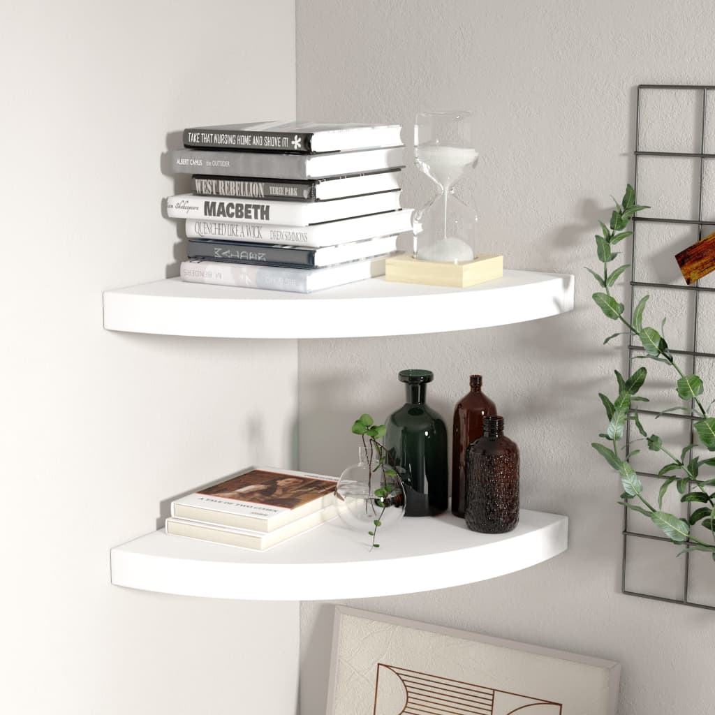 Floating Corner Shelves 2 pcs White 35x35x3.8 cm MDF