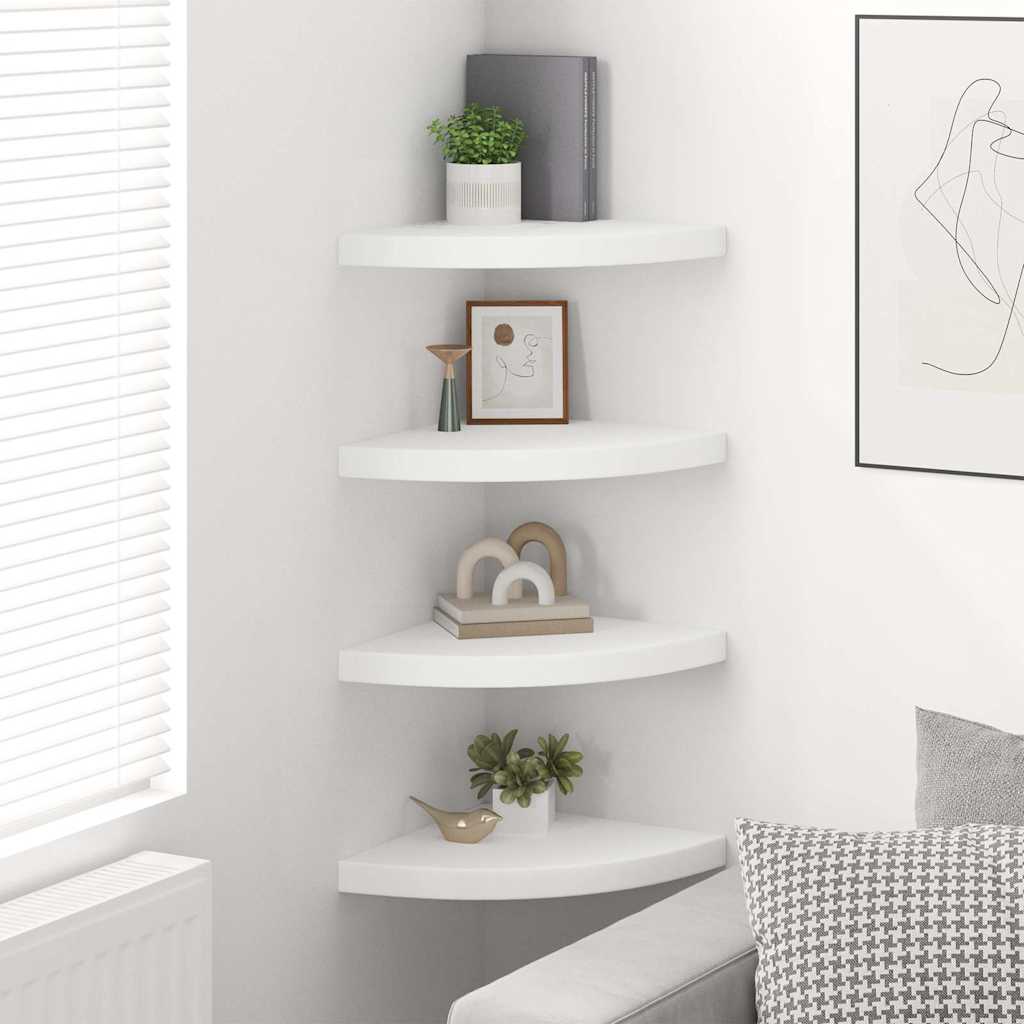 Floating Corner Shelves 4 pcs White 35x35x3.8 cm MDF