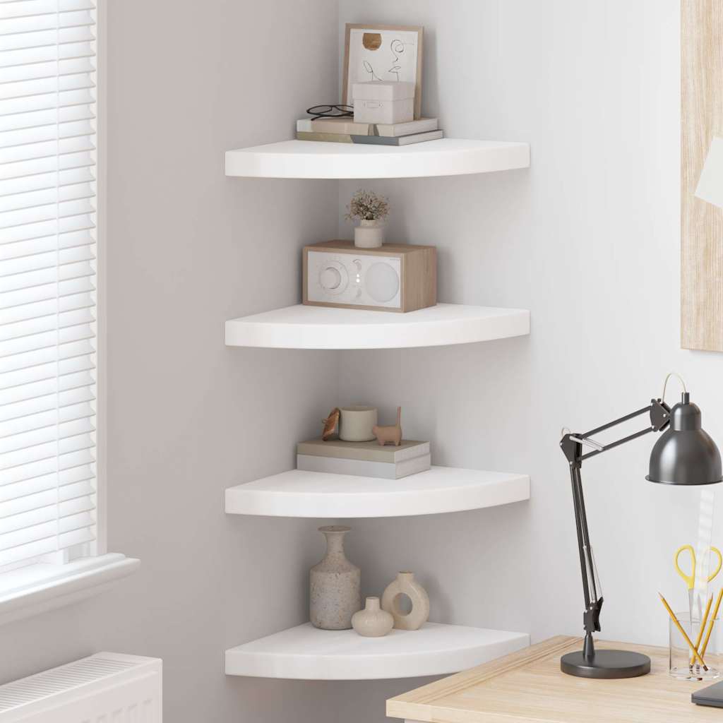 Floating Corner Shelves 4 pcs White 35x35x3.8 cm MDF