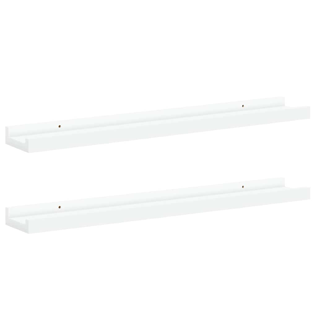 Picture Frame Ledge Shelves 2 pcs White 60x9x3 cm MDF