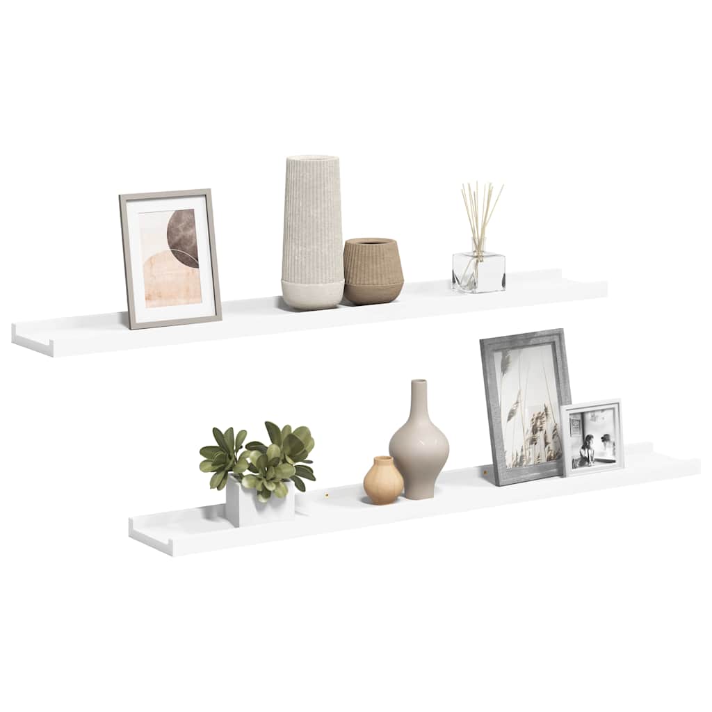 Picture Frame Ledge Shelves 2 pcs White 80x9x3 cm MDF