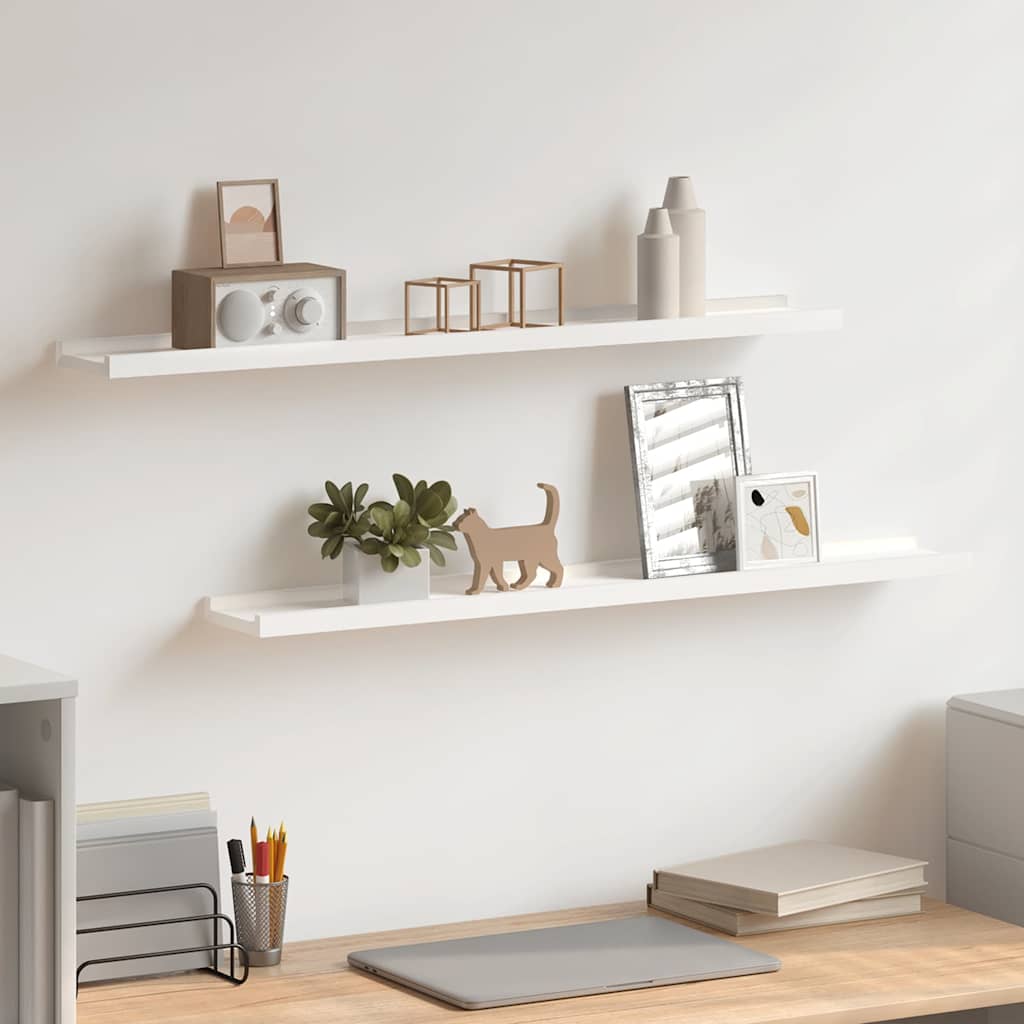 Picture Frame Ledge Shelves 2 pcs White 80x9x3 cm MDF