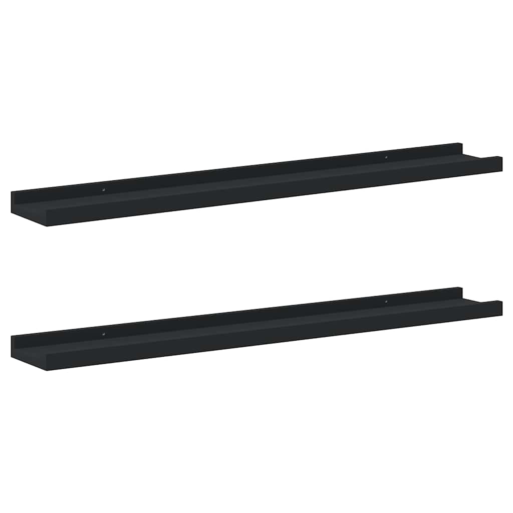 Picture Frame Ledge Shelves 2 pcs Black 80x9x3 cm MDF