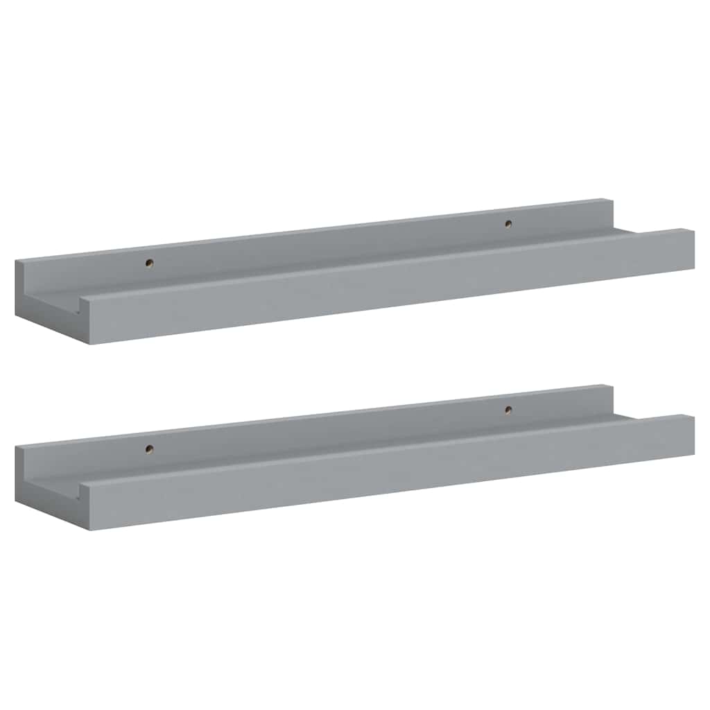 Picture Frame Ledge Shelves 2 pcs Grey 40x9x3 cm MDF