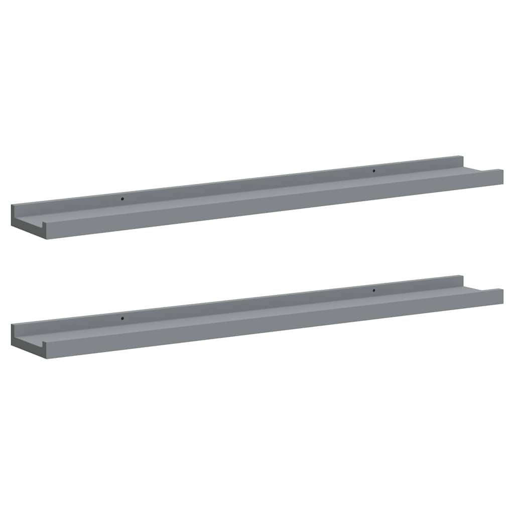 Picture Frame Ledge Shelves 2 pcs Grey 80x9x3 cm MDF