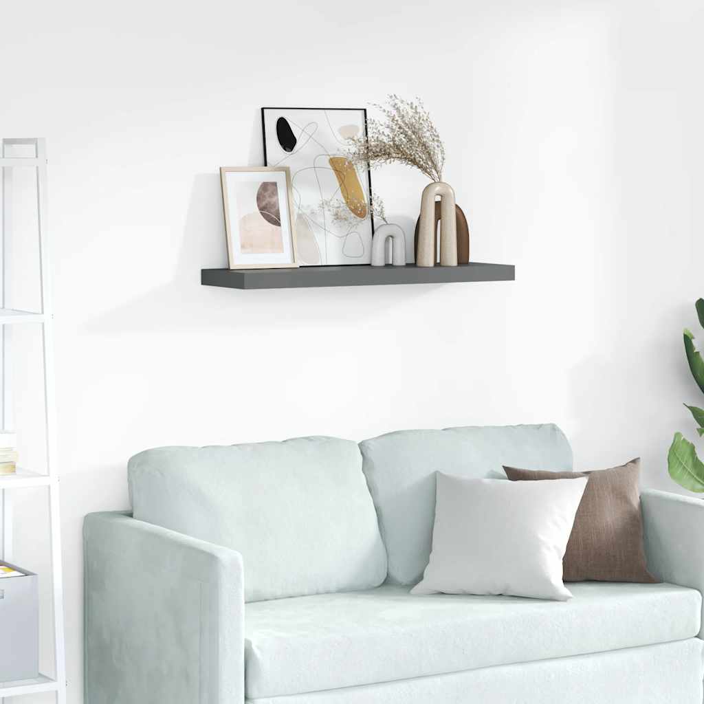 Picture Frame Ledge Shelves 2 pcs Grey 80x9x3 cm MDF