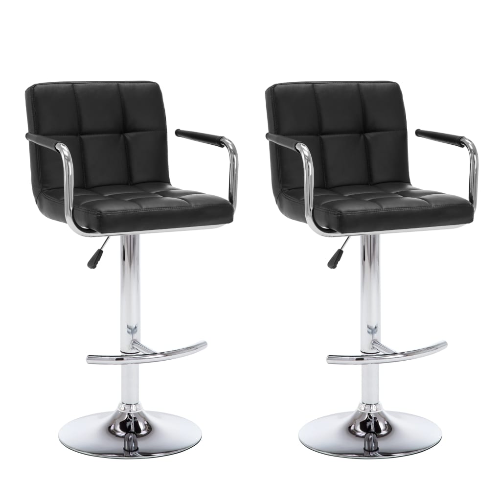 Bar Stools 2 pcs Black Faux Leather