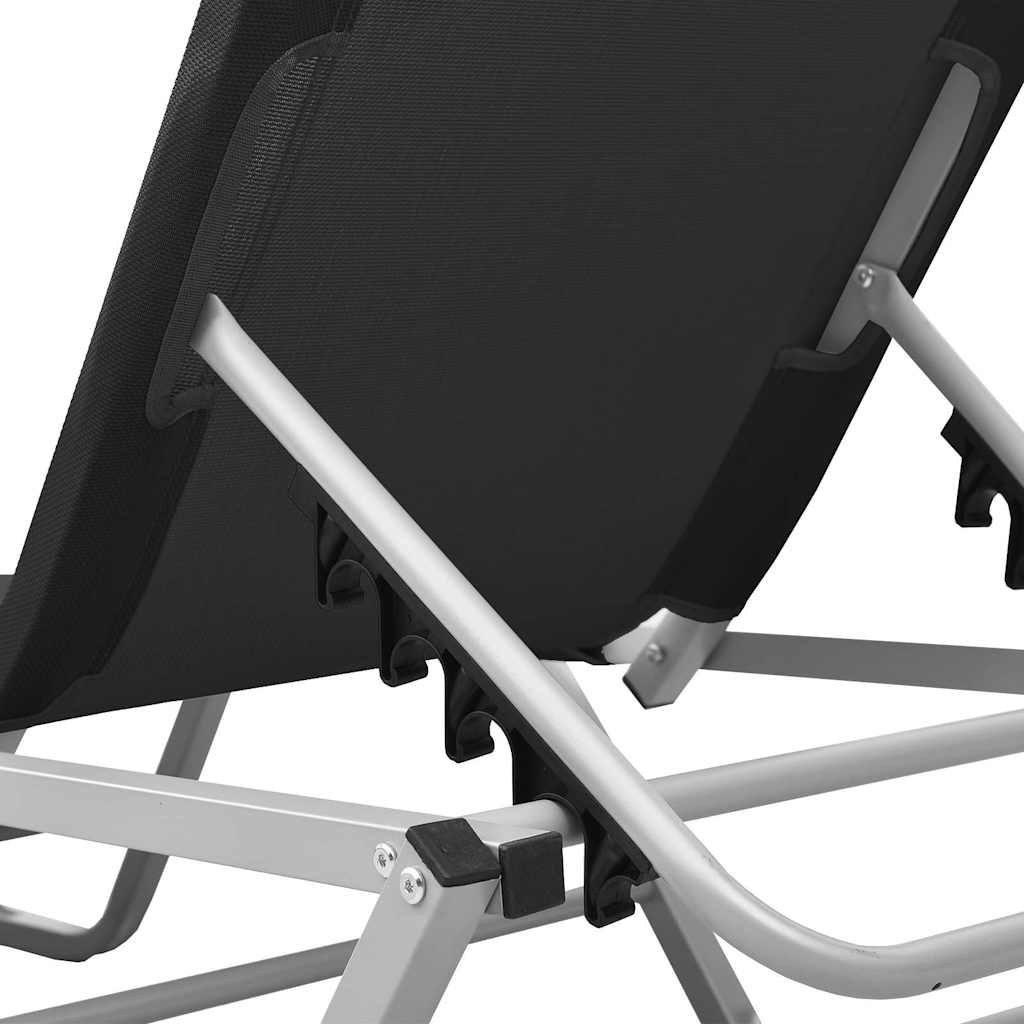 Sun Lounger Aluminium and Textilene Black