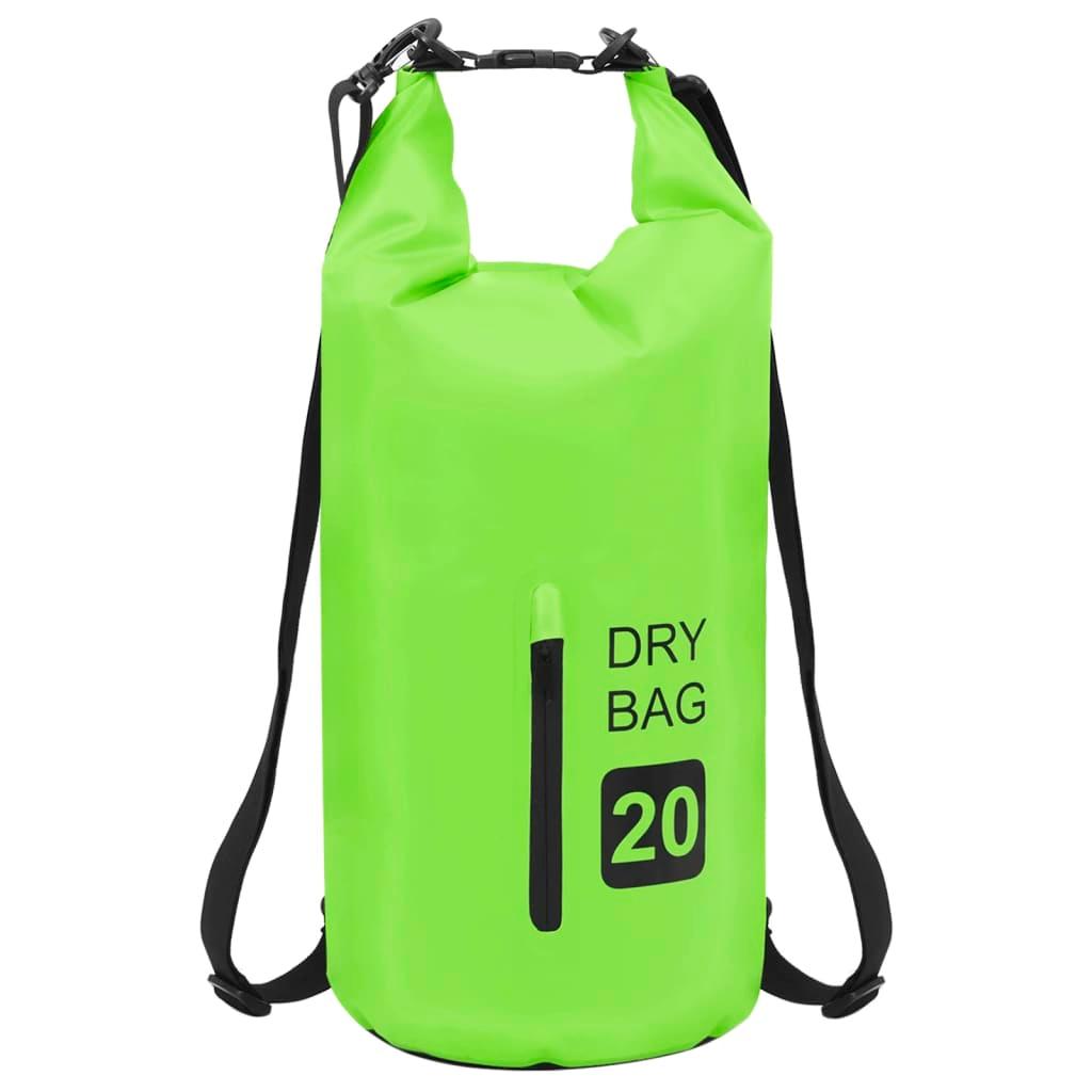 Dry Bag with Zipper Green 20 L PVC
