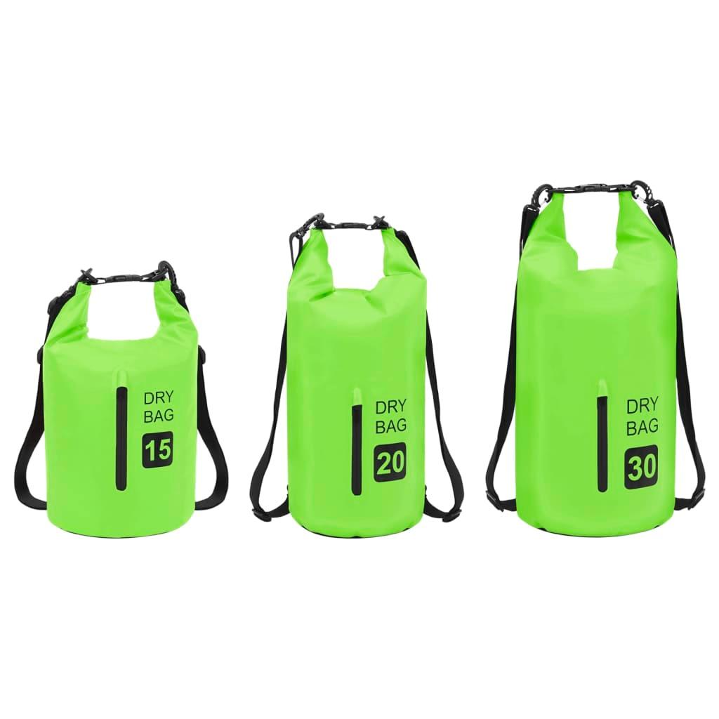 Dry Bag with Zipper Green 20 L PVC