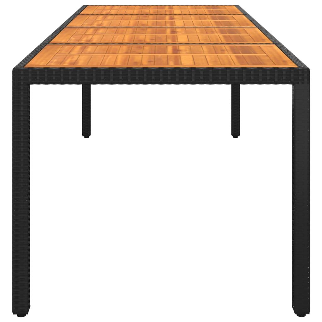 Garden Table 250x100x75 cm Acacia Wood and Poly Rattan Black