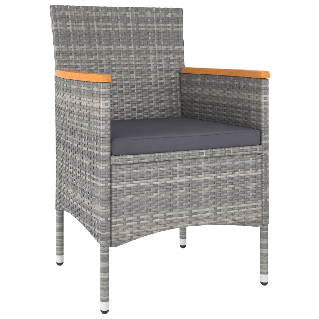4 Piece Garden Chair and Stool Set Poly Rattan Grey