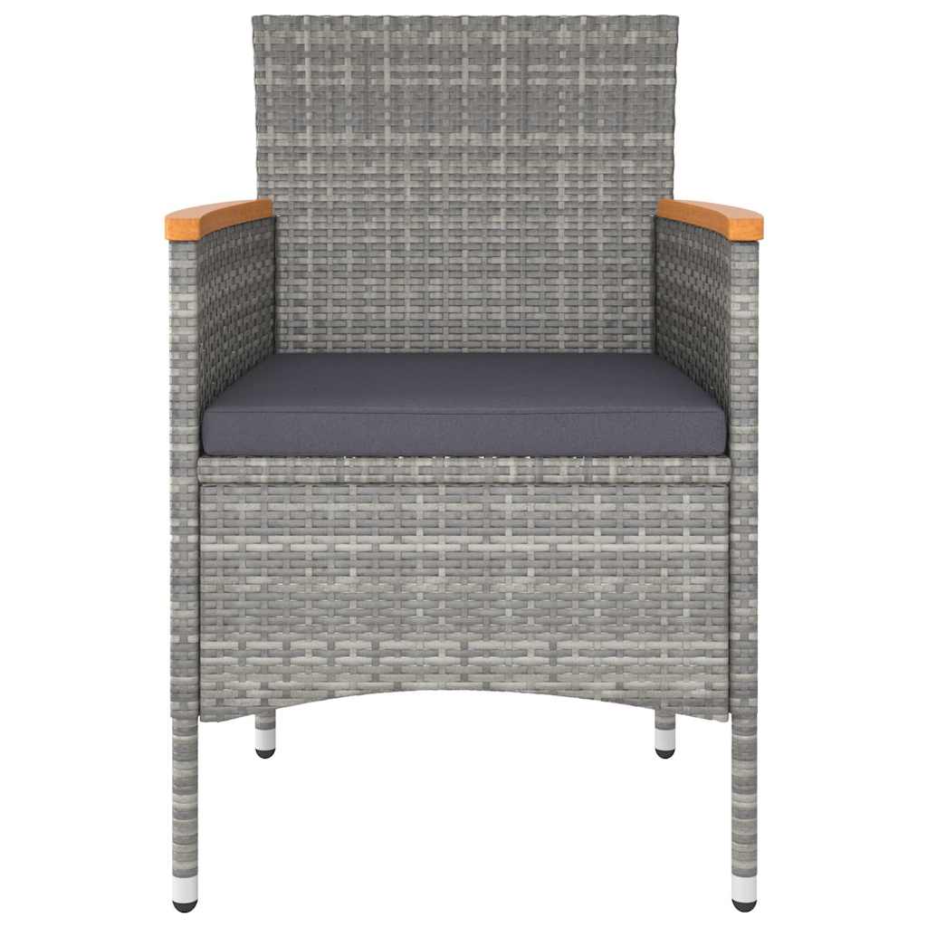 4 Piece Garden Chair and Stool Set Poly Rattan Grey