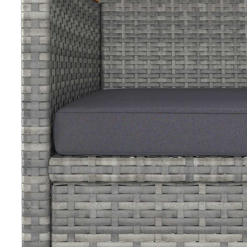4 Piece Garden Chair and Stool Set Poly Rattan Grey