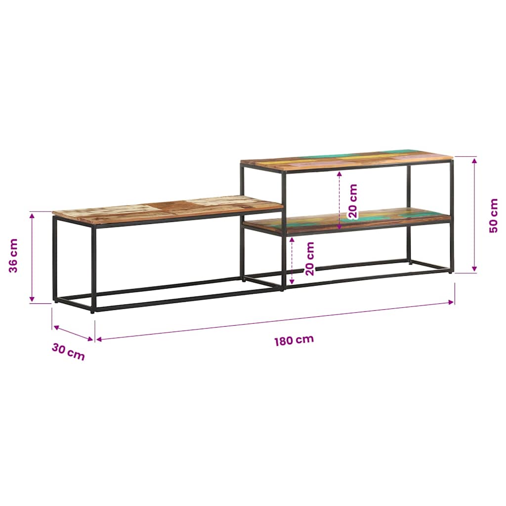 TV Cabinet 180x30x50 cm Solid Reclaimed Wood