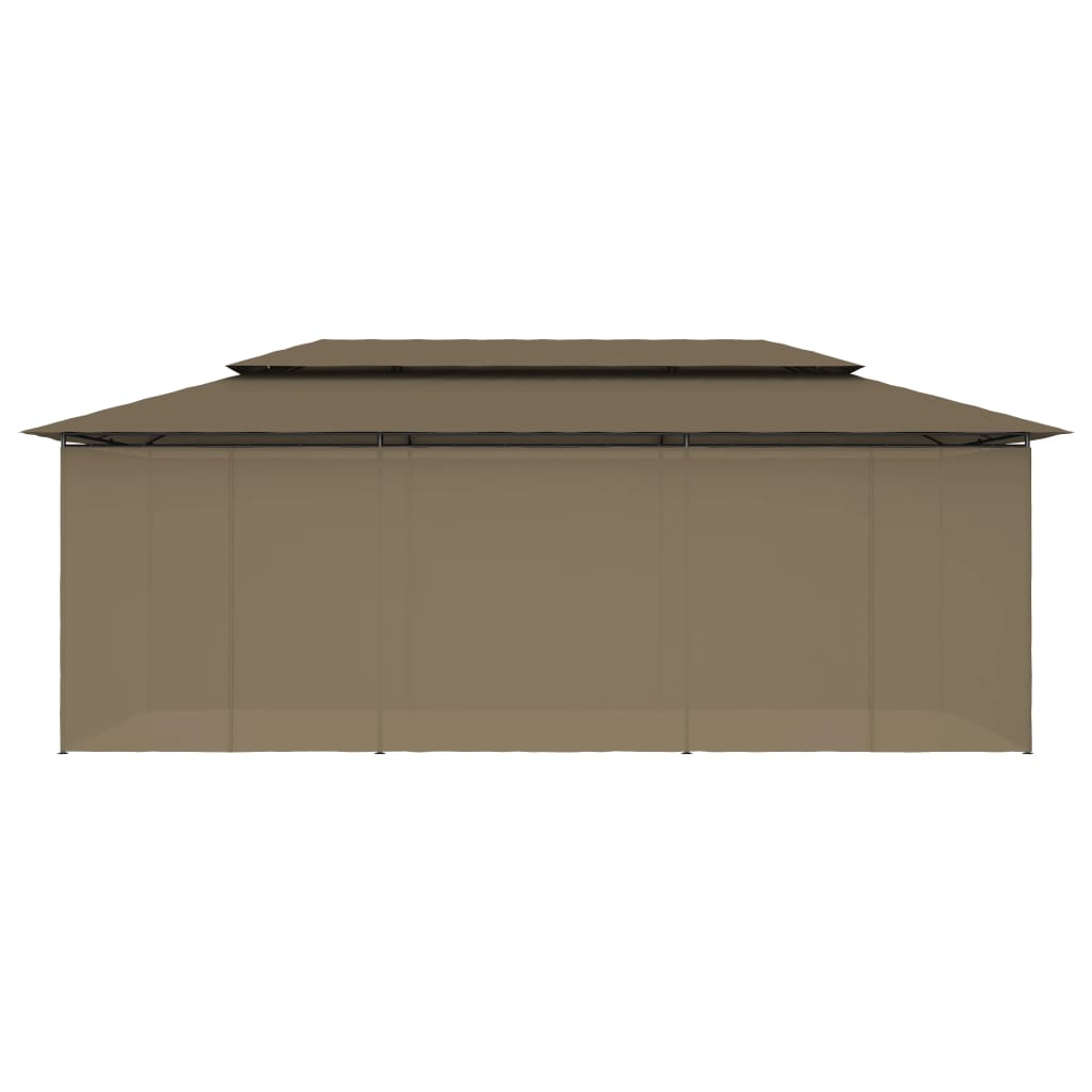 Gazebo with Curtains 600x298x270 cm Taupe 180 g/m²
