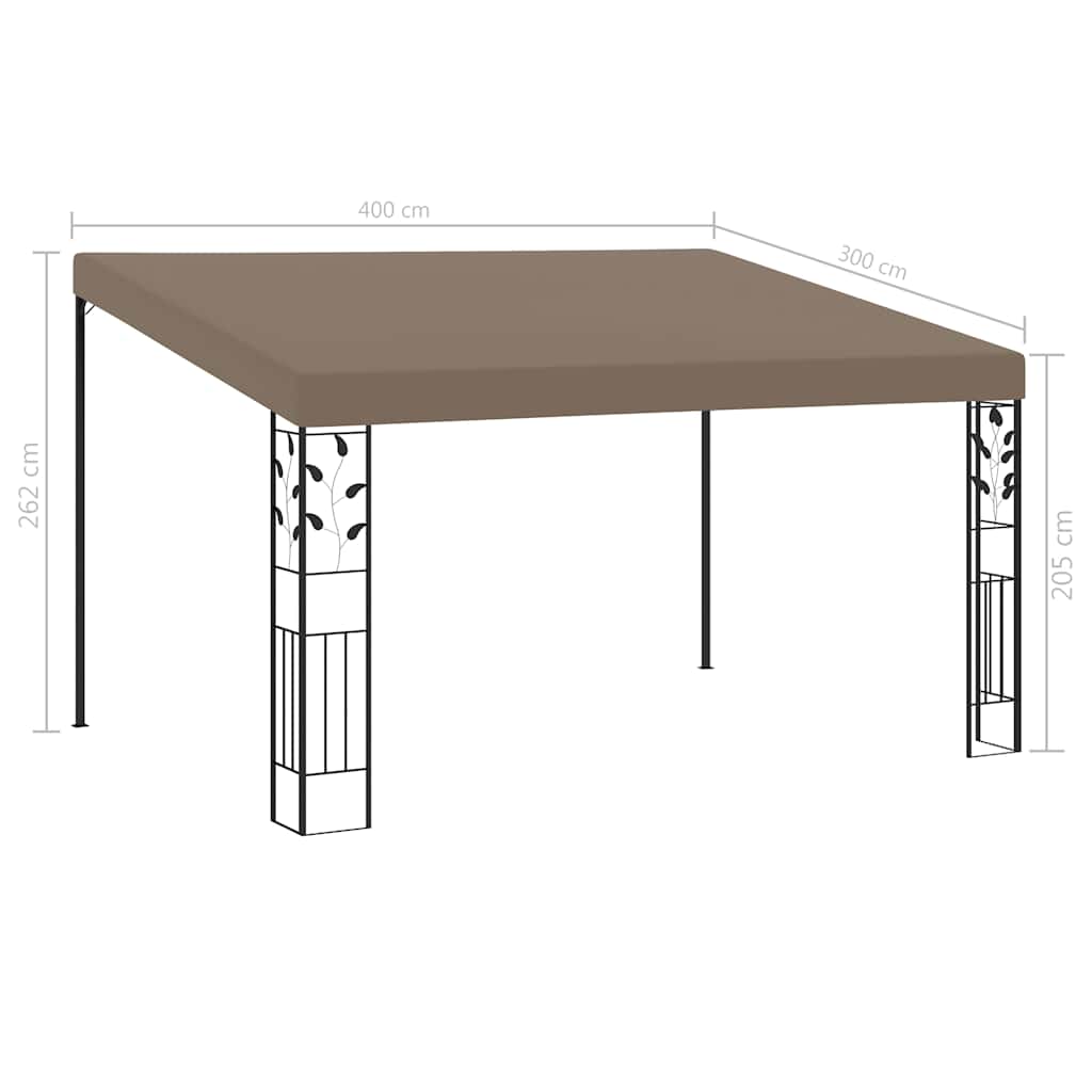 Wall-mounted Gazebo 4x3x2.5 m Taupe