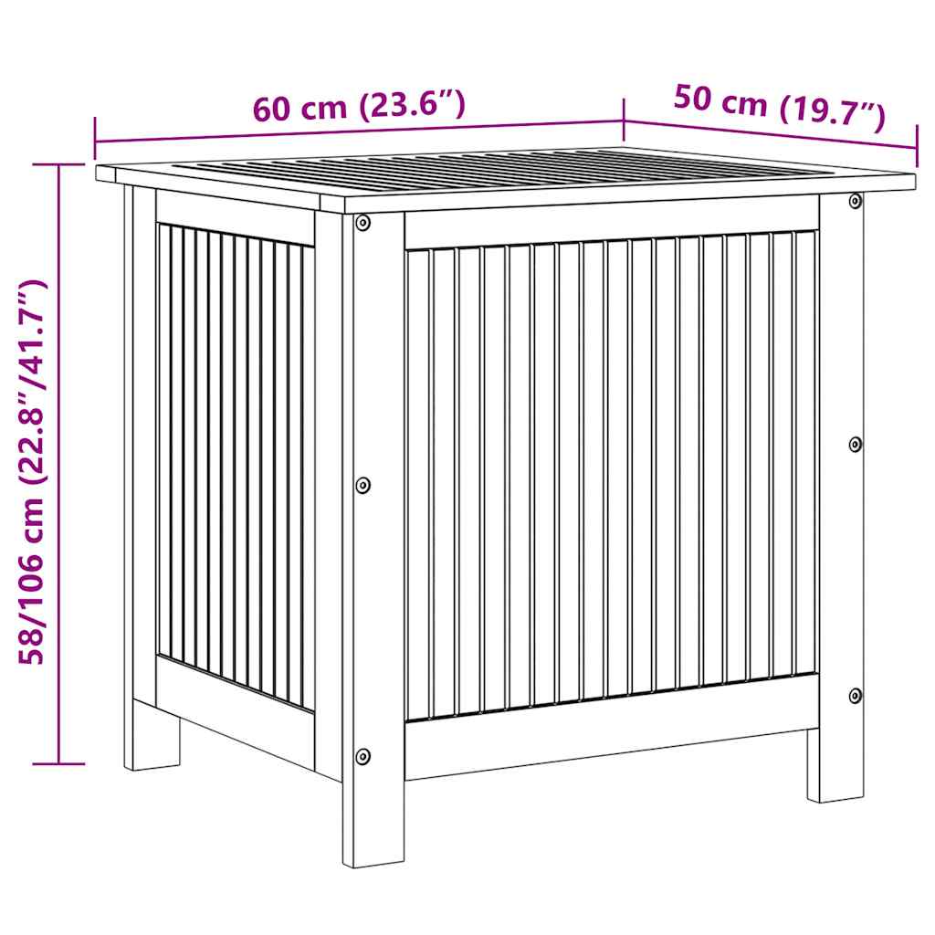 Garden Storage Box 60x50x58 cm Solid Wood Acacia