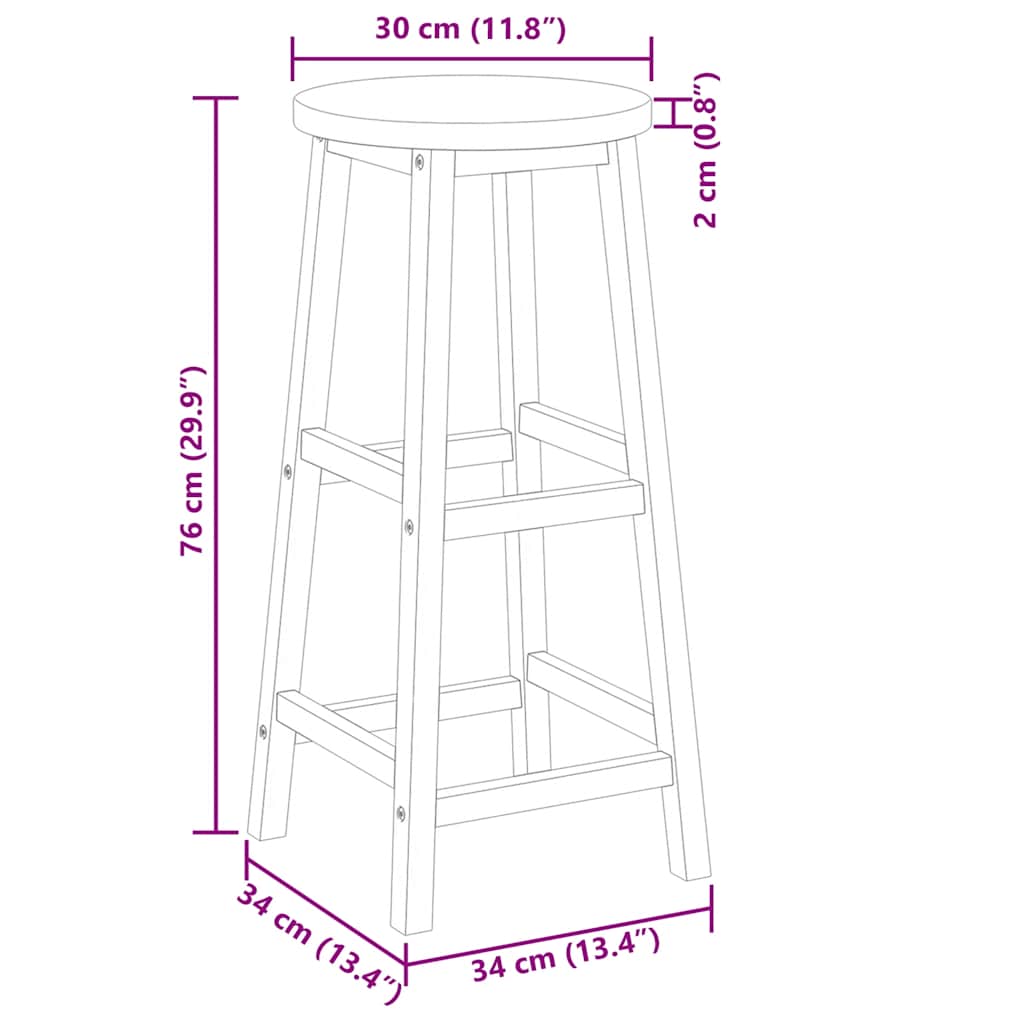 Bar Stools 4 pcs Solid Acacia Wood