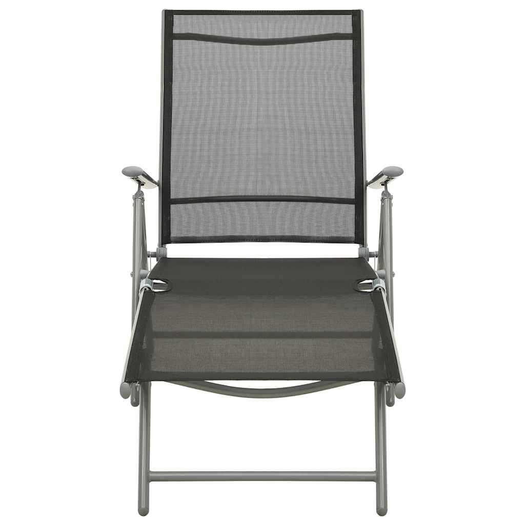 Folding Sun Lounger Textilene and Aluminium Black and Silver