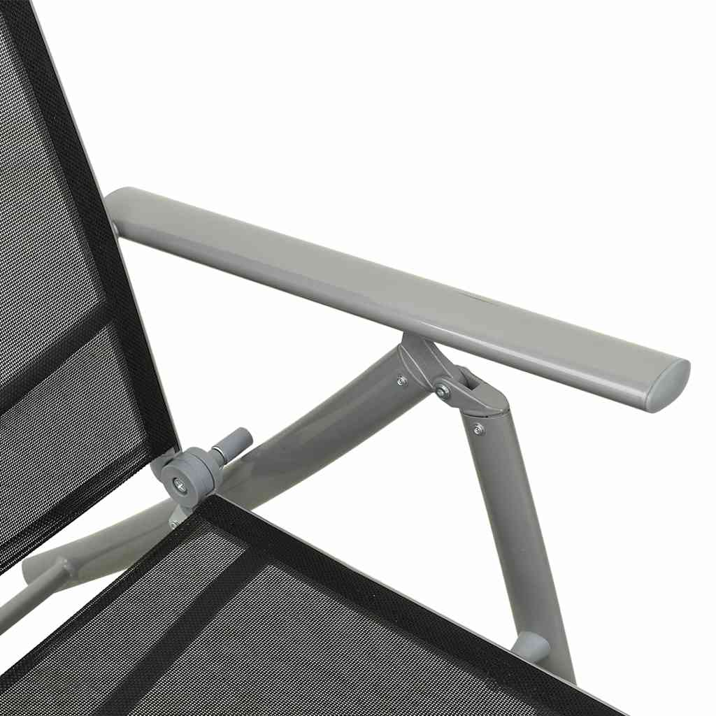 Folding Sun Lounger Textilene and Aluminium Black and Silver