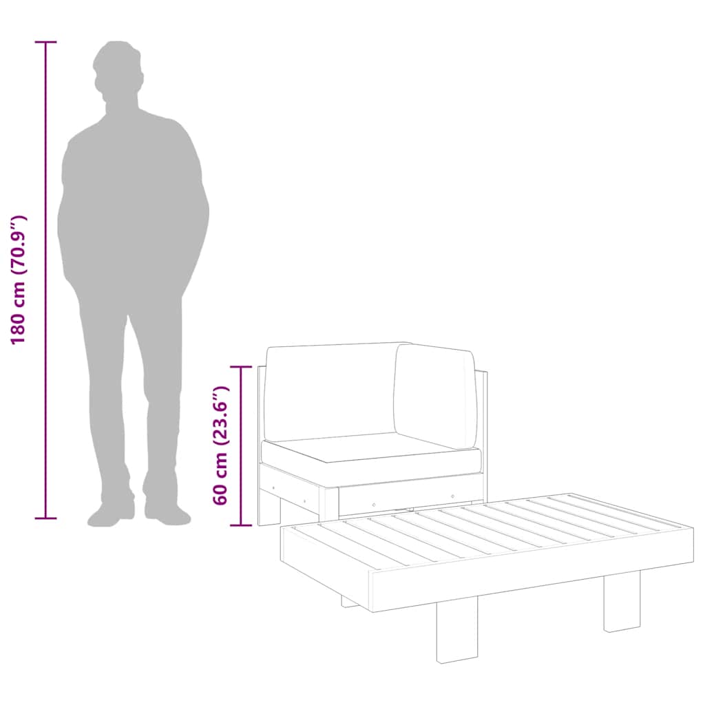 2 Piece Garden Lounge Set with Cream White Cushions Acacia Wood